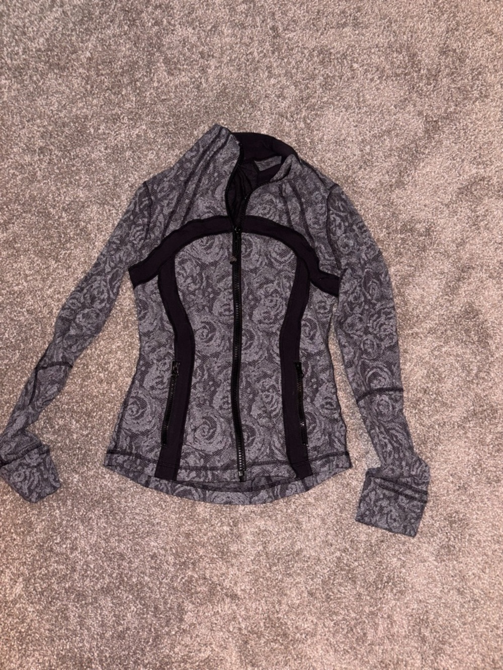 lululemon athletica Gray Patterned Full-Zip Jacket with Black Trim